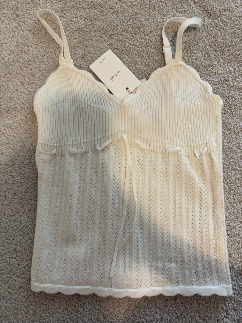 Wilfred Cream Knit Lace-Detail Camisole Tank